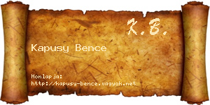 Kapusy Bence névjegykártya